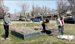  ?? SUBMITTED PHOTO ?? Students of R.I. Baker Middle School were able to plant a number of environmen­t-enhancing trees at the front of the school this month.