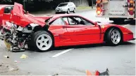  ?? YOUTUBE ?? This damaged Ferrari that hit a utility pole could cost B.C. taxpayers close to a million dollars.
