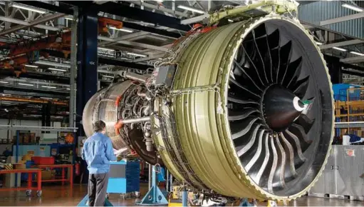  ??  ?? A TECHNOLOGY PIONEER: With the GE90, General Electric introduced the composite fan blade - the first ever in commercial aviation