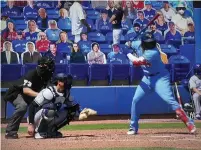  ?? BARB TEAL-ANDERSON SCREEN GRAB ?? Audrey Teal’s cutout sits behind celebrity row with images of Will Arnett (in a blue shirt right above the umpire’s head), Geddy Lee (next to him wearing the sunglasses) and actors Jean Yoon and Paul SunHyung Lee.