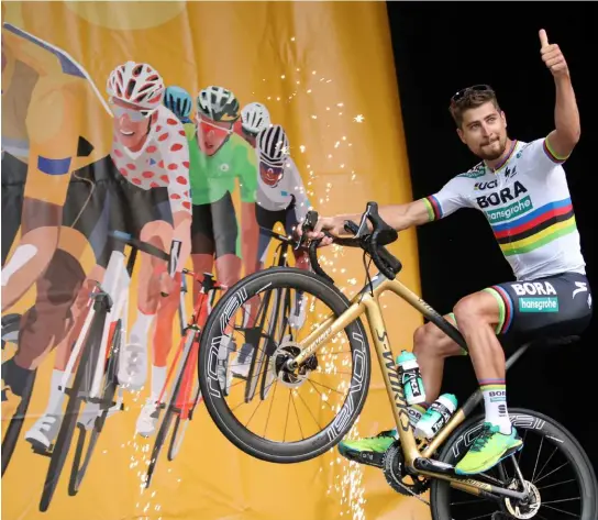  ?? KEYSTONE ?? Quella iridata è una maglia che Peter Sagan spera di riconquist­are a fine settembre nello Yorkshire