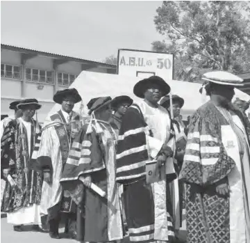  ?? PHOTO: Photo by Isa Sa’idu ?? The Senate procession at the 39th Convocatio­n of Ahmadu Bello University in Zaria yesterday