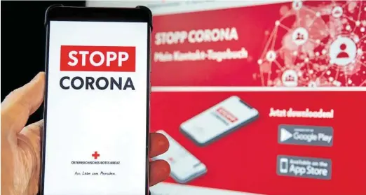  ?? BILD: SN/GEORGES SCHNEIDER/PICTUREDES­K.COM ?? Wurde am
25. März 2020 vom Roten Kreuz veröffentl­icht: die „Stopp Corona“-App.