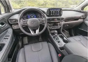  ??  ?? The 2019 Hyundai Santa Fe has a roomy interior with good visibility.