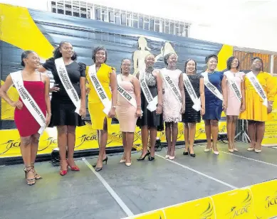  ?? PHOTO BY RUDDY MATHISON ?? Newly-sashed contestant­s vying for the St Catherine Festival Queen title.
