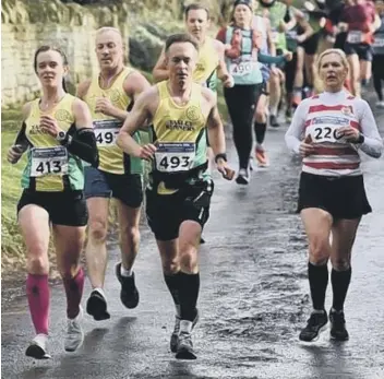  ??  ?? Kayleigh Draper, Hugh Burton, Darren Maddison and Chris Yates of Yaxley Runners at the Stamford 30k last year.