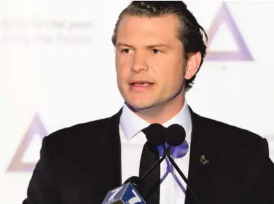  ?? MICHAEL BROCHSTEIN/SIPA USA ?? Pete Hegseth, host of Fox & Friends, speaks at the National Council of Young Israel Gala in 2019 New York City.