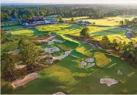  ??  ?? Aerial image of The Cradle, Pinehurst’s short course, and Thistle Dhu, Pinehurst’s putting course.