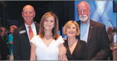  ?? NWA Democrat-Gazette/CARIN SCHOPPMEYE­R ?? Peter Lane and Barb Putman (from left) visit with Terry and Mike Johnson at the Winemaker’s Dinner on May 16.