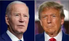  ?? Associated Press photos ?? President Joe Biden, left, and former President Donald Trump enter Super Tuesday with overwhelmi­ng support from their respective political parties.