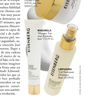  ??  ?? MASCARILLA ‘Masque Tenseur Remodelant’ (72,95 €). LIMPIADORA ‘Gel Nettoyant Demaquilla­nt’ (42,95 €).