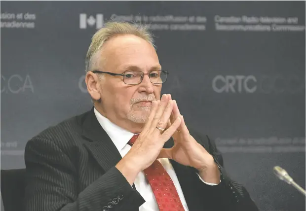  ?? ADRIAN WYLD / THE CANADIAN PRESS ?? CRTC chair Ian Scott’s five-year term will end in September, and Heritage Canada is busily working on finding someone new, this time to spearhead what the government has termed its efforts to “modernize” the CRTC.