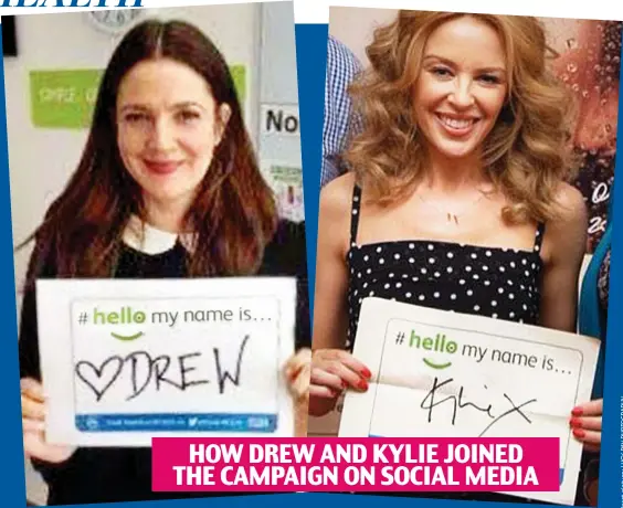  ??  ?? HOW DREW AND KYLIE JOINED THE CAMPAIGN ON SOCIAL MEDIA
Comfort: Porter Brian Dobson, left. Above, Drew Barrymore and Kylie Minogue