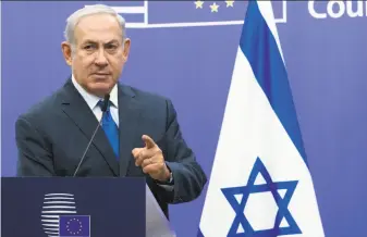  ?? Virginia Mayo / Associated Press ?? Prime Minister Benjamin Netanyahu’s tactics have drawn comparison­s to President Trump, whose own war against the media and liberal critics propelled him to election victory in 2016.