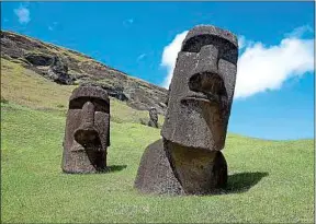  ??  ?? Ce sont bien des personnes qui ont déplacé les statues de l’île de Pâques.