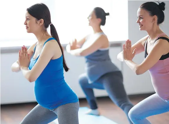  ?? — GETTY IMAGES FILES ?? Studies now indicate it’s safe for pregnant women to do moderate aerobics and strength training until just before delivery. Doctors say there’s a long list of physical benefits for both mom and baby that can be derived from exercising during pregnancy.