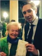  ??  ?? Gemma Hussey and Minister Simon Harris at the launch of ‘Madam Politician – The Women at the Table of Irish Political Power’.