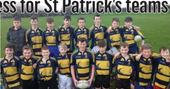  ??  ?? St. Patrick’s Secondary School First Year Rugby Team pictured during their recent successful outing to Tralee. Front from left: Padraig Brosnan, Cathal McElligott, Kalum Buckley, Eoin McSweeney, Conor Wilkinson, Ryan Dennehy, Jack McElligott, James...