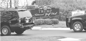  ??  ?? Trump’s motorcade arrives at Trump National Golf Club in Potomac Falls, Virginia. — Reuters photo