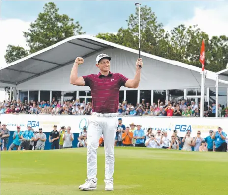  ?? Picture: GETTY IMAGES ?? Cameron Smith celebrates his Australian PGA Championsh­ip win at Royal Pines on the Gold Coast.