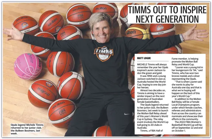  ?? ?? Opals legend Michele Timms returned to her junior club, the Bulleen Boomers, last week.