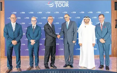  ?? ?? The European Tour last week announced its rebranding as the DP World Tour, hard on the heels of Greg Norman (inset below) being named CEO of LIV-Golf Investment­s