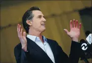  ?? PHOTO BY ANNE WERNIKOFF — CALMATTERS ?? Gov. Gavin Newsom speaks to the press during a visit to Ruby Bridges Elementary School in Alameda on March 16.