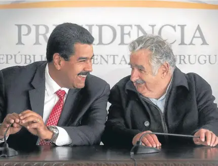  ?? efe ?? Mujica y Maduro se mostraron distendido­s durante su conferenci­a de prensa conjunta