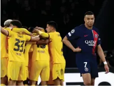  ?? Reuters ?? PSG’s Kylian Mbappe, who will leave the club at the end of the season, was below par in the first leg against Barca