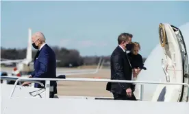  ?? Photograph: Joshua Roberts/Reuters ?? Hunter Biden with his father in March. He discussed his struggles with addiction and attempts to find dirt to use against his father which resulted in Trump’s first impeachmen­t.