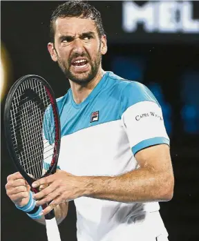  ??  ?? No let-up: Marin Cilic of Croatia reacting during his match against Kyle Edmund of Britain in the semi-finals yesterday. — Reuters