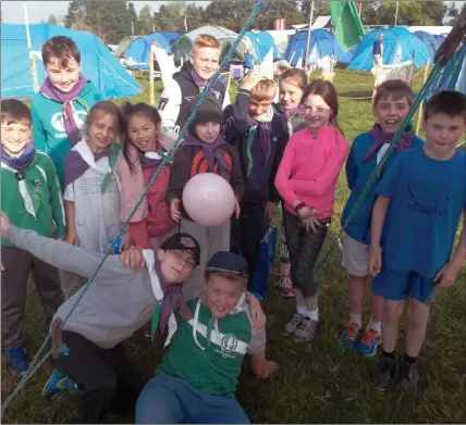  ??  ?? Kanturk Cubs and Beaver Scouts enjoying the Jam Oige in Pallaskenr­y over the June Bank holiday weekend.