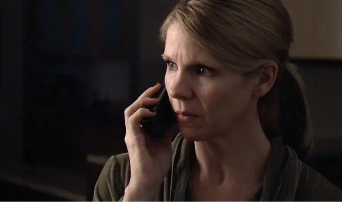  ??  ?? CALL FOR HELP: Kelli O’Hara stars in ‘The Accidental Wolf’ as a woman who gets involved after overhearin­g a man killed during a phone call.