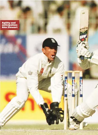  ??  ?? Agility and anticipati­on: Alec Stewart