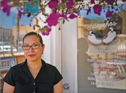  ?? Morgan Timms ?? Jalapeños Tacos y Mas co-owner Mary Adame poses for a portrait outside her restaurant Sunday (Sept. 23) in Taos.