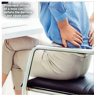  ?? ?? Prolonged sitting at a desk can deflate the derriere — and cause pain