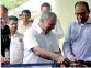  ??  ?? Vish Govindasam­y and Waltrim Energy (Pvt) Ltd. Director Harin Udeshi opening the new hydropower plant