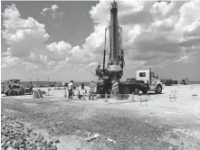  ?? [PHOTOS PROVIDED BY TRI-COUNTY ELECTRIC COOPERATIV­E] ?? A crew prepares a foundation for equipment that was installed at Tri-County Electric Cooperativ­e's Y-Road Switching Station.