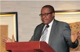  ??  ?? Brian Molefe at the Brics Business Council breakfast in Rosebank. Picture: Simphiwe Mbokazi