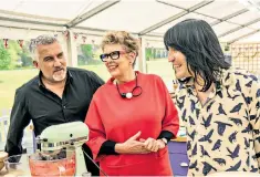  ??  ?? The new dream team? Paul Hollywood, Prue Leith and Noel Fielding