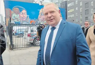  ?? TORONTO STAR SAMANTHA BEATTIE ?? Doug Ford’s been out campaignin­g from the moment he was elected leader. Monday he was at the legislatur­e, but don’t expect him there much the next three months. He’s leaving work there to Vic Fedeli and his MPPs.