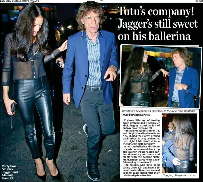  ??  ?? Party time: Sir Mick Jagger and Melanie Hamrick