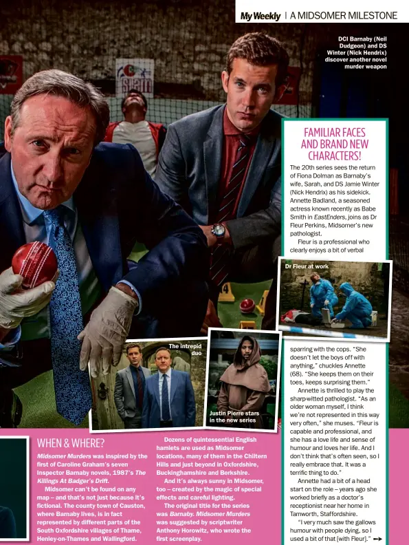  ??  ?? DCI Barnaby (Neil Dudgeon) and DS Winter (Nick Hendrix) discover another novel murder weapon