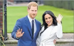  ?? AP PHOTO ?? In this Nov. 27, 2017 file photo, Britain’s Prince Harry, left, and Meghan Markle pose for the media at Kensington Palace in London. The royal nuptials will take place on Saturday, May 19, beginning at 7 a.m. Eastern time in the U.S. and fans are...