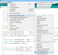  ??  ?? Set the board to ‘Generic STM32F103C series’ in the Arduino IDE.