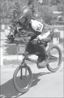  ?? Herald photo by Dale Woodard ?? Vernon Remesz of the Lethbridge BMX Associatio­n takes off from the starting gate at the club’s track during BMX in Alberta day Sunday afternoon. As they get ready for another summer, the local club’s numbers are strong.