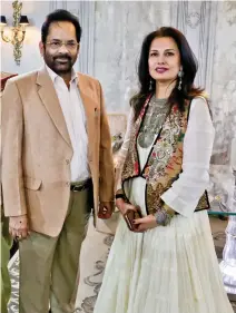  ??  ?? Union Minister for Minority Affairs, Mukhtar Abbas Naqvi with Ritu Beri.