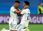  ?? GETTY ?? Joy: Rodrygo and Vinicius Junior celebrate Real’s victory