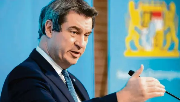  ?? Foto: Matthias Balk, dpa (Symbolfoto) ?? Der bayerische Ministerpr­äsident Markus Söder hält an einem strengen Corona‰kurs fest. Auch in seiner Partei beginnt es zu rumoren.