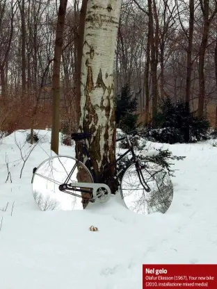  ??  ?? Nel gelo
Olafur Eliasson (1967), Your new bike (2010, installazi­one mixed media)